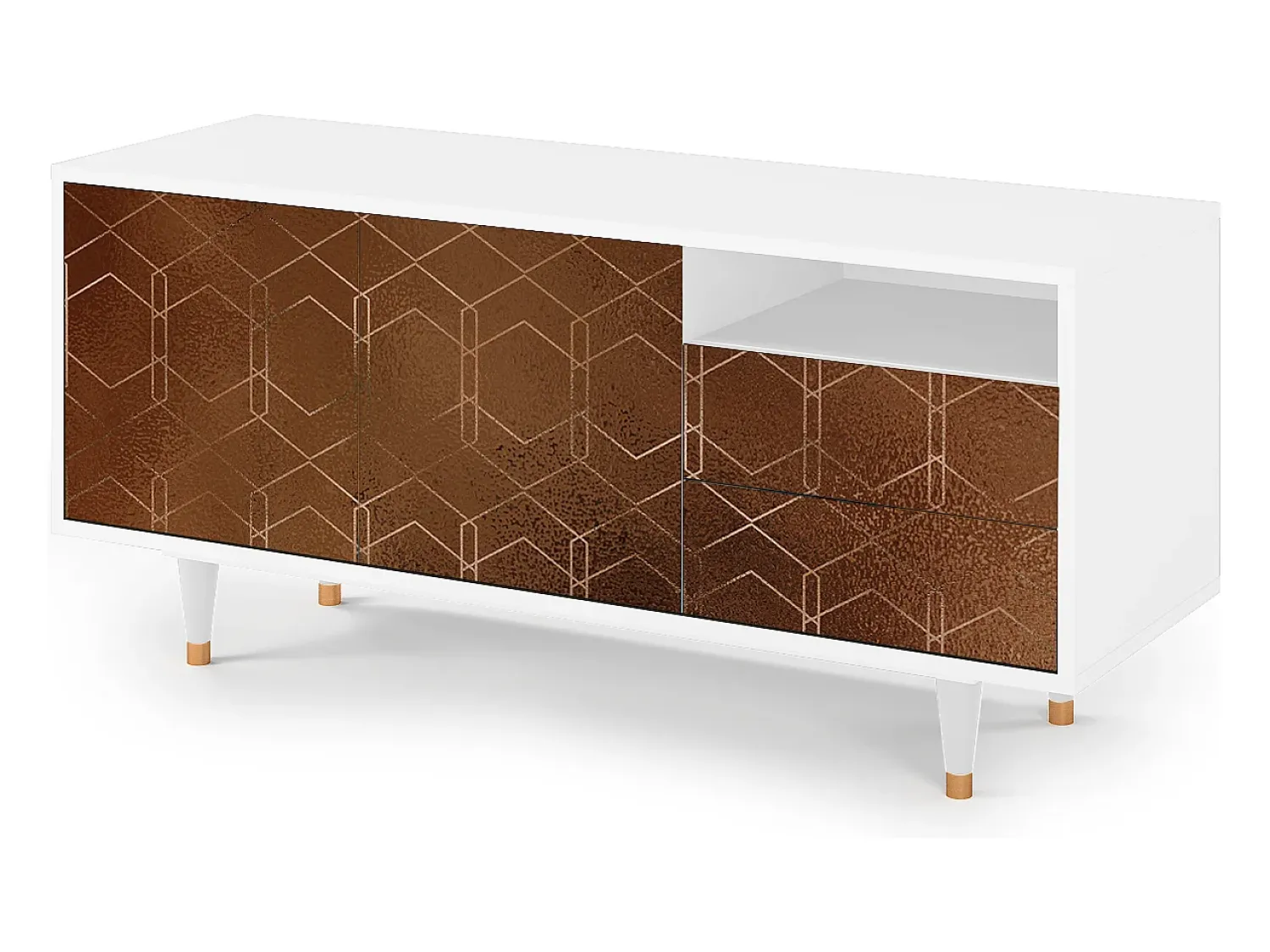 Mueble de TV - 125х56х41 cm - T7 - Chocolate Bar, Branco^ Móvel De Tv