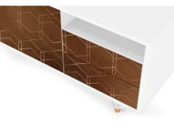 Mueble de TV - 125х56х41 cm - T7 - Chocolate Bar, Branco^ Móvel De Tv