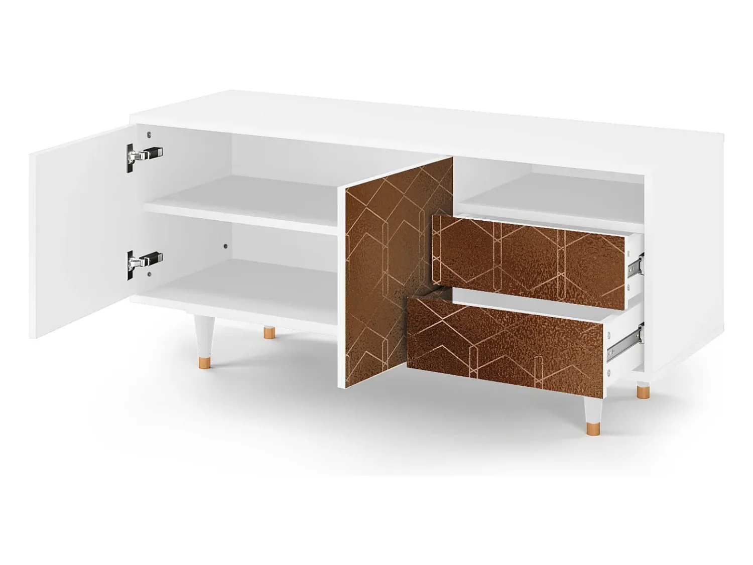 Mueble de TV - 125х56х41 cm - T7 - Chocolate Bar, Branco^ Móvel De Tv