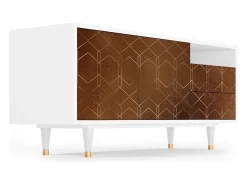 Mueble de TV - 125х56х41 cm - T7 - Chocolate Bar, Branco^ Móvel De Tv