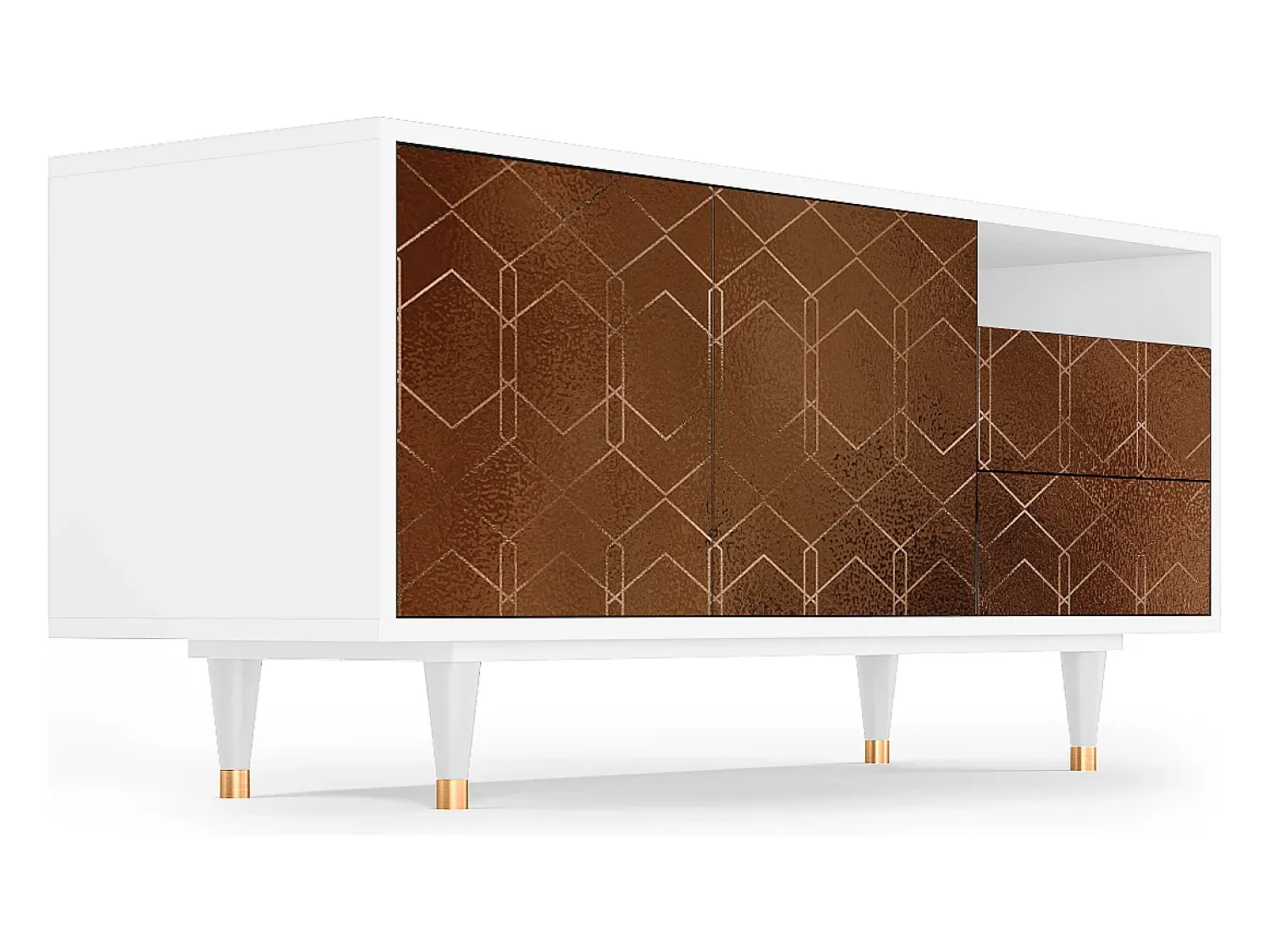 Mueble de TV - 125х56х41 cm - T7 - Chocolate Bar, Branco^ Móvel De Tv