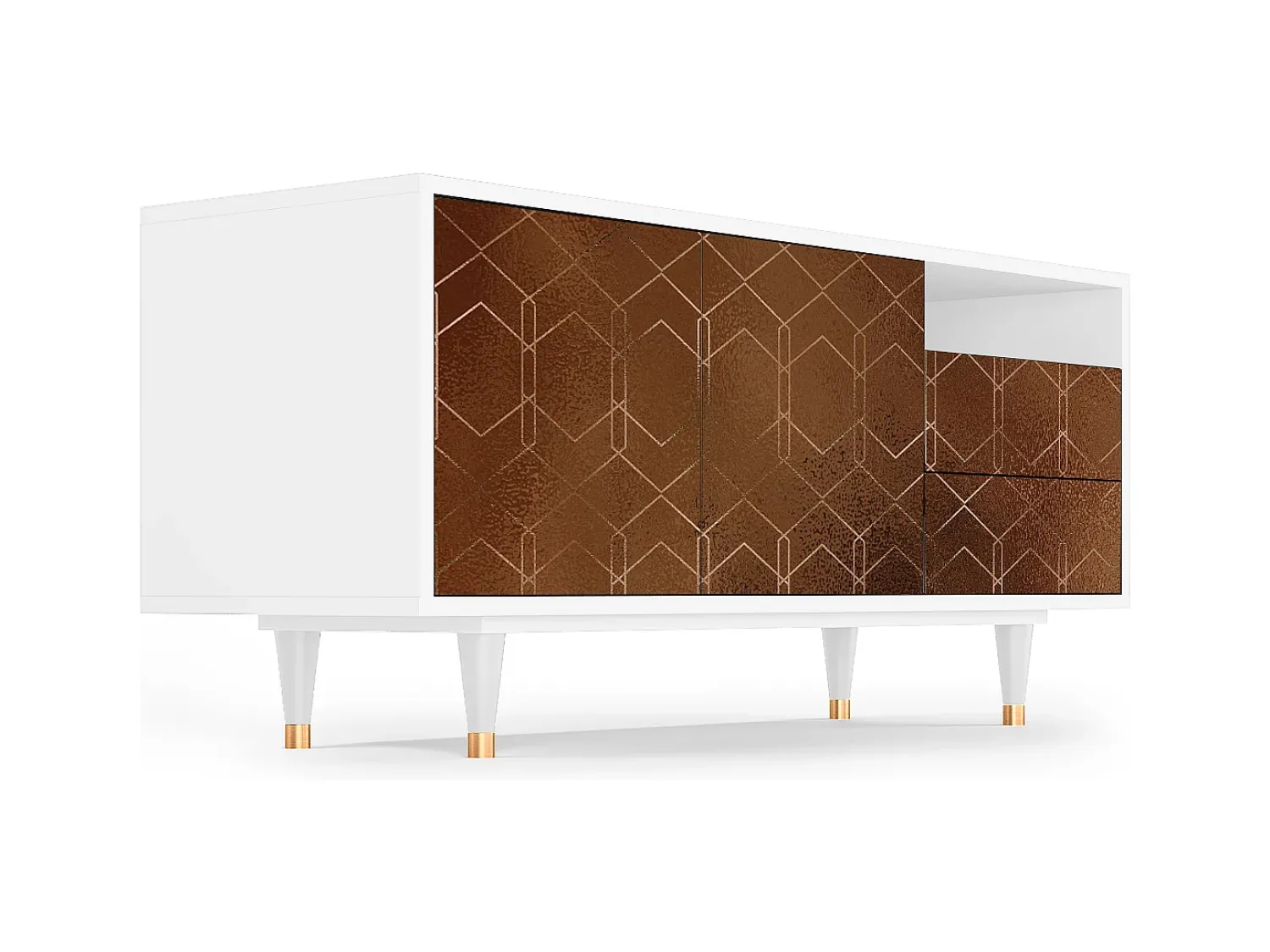 Mueble de TV - 125х56х41 cm - T7 - Chocolate Bar, Branco^ Móvel De Tv
