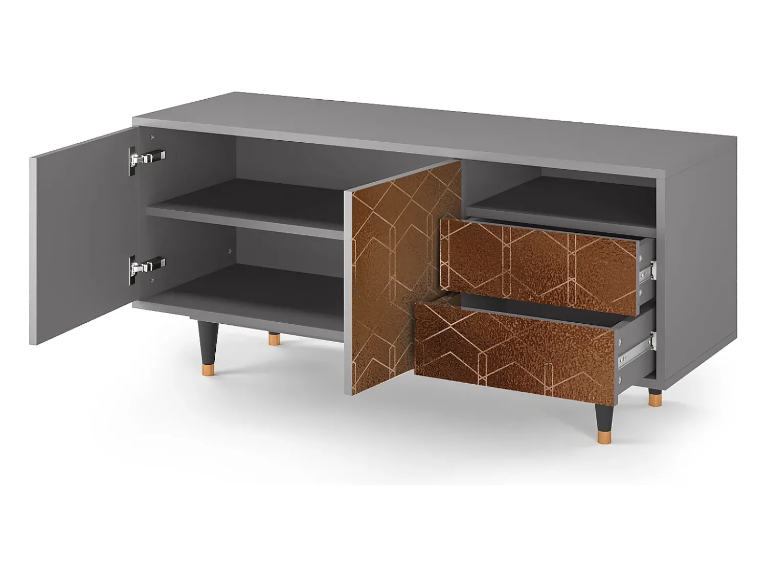 Mueble de TV - 125х56х41 cm - T7 - Chocolate Bar, Cinza^ Móvel De Tv