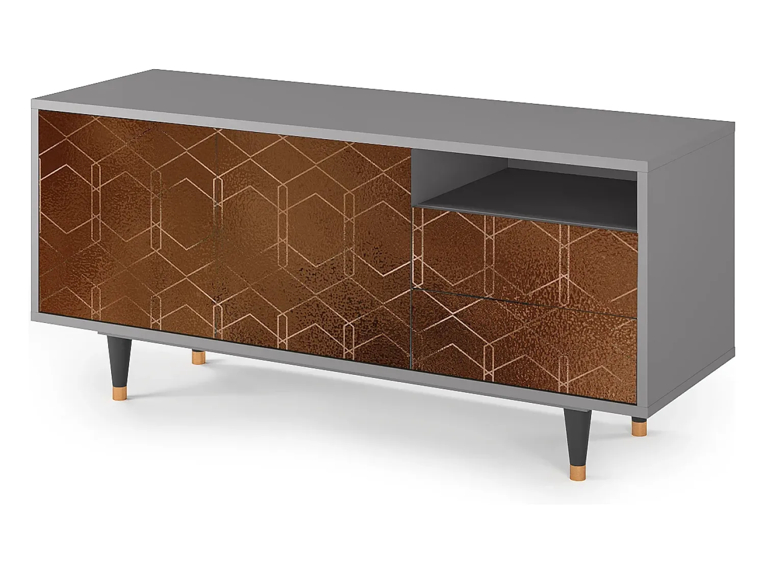 Mueble de TV - 125х56х41 cm - T7 - Chocolate Bar, Cinza^ Móvel De Tv