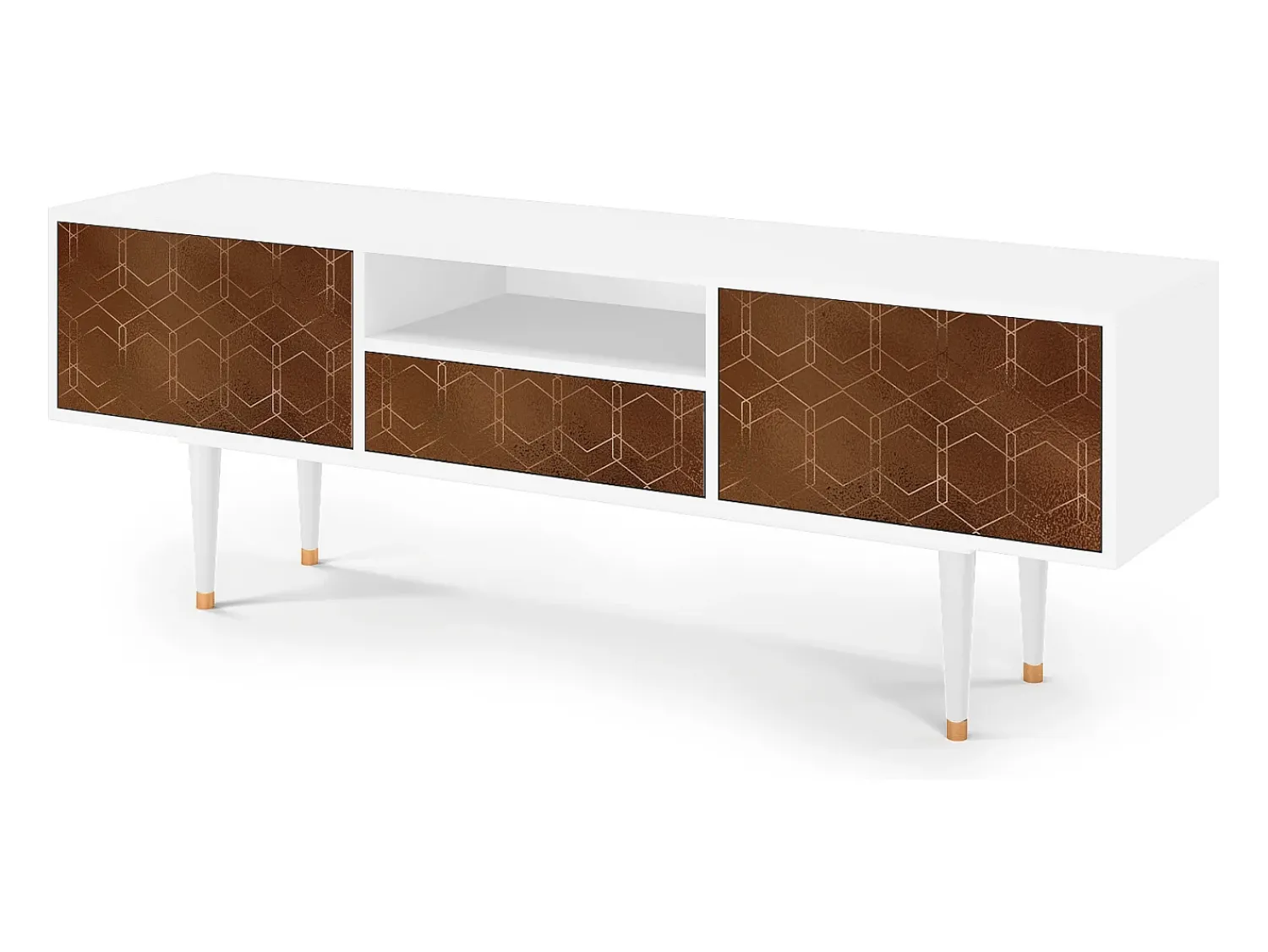 Clearance Mueble de TV - 170х59х41 cm - T6 - Chocolate Bar, Branco Bege