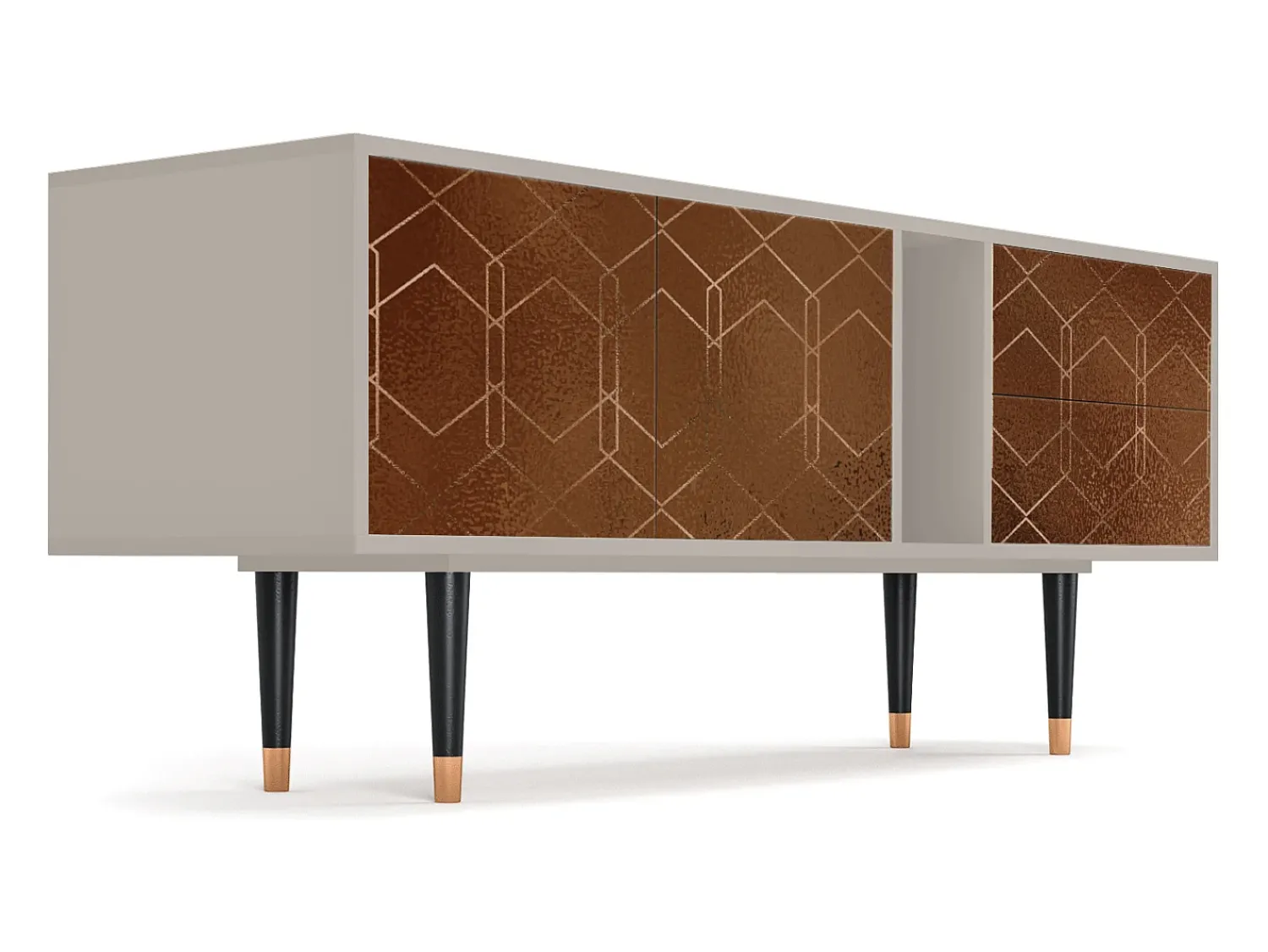 New Mueble de TV - 170х69х48 cm - T1 - Chocolate Bar, Areia Bege