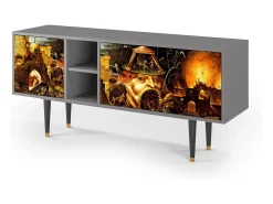 Móvel De Tv* Mueble de TV - 150х69х41 cm - T5 - Christ in Limbo, Cinza Cinzento
