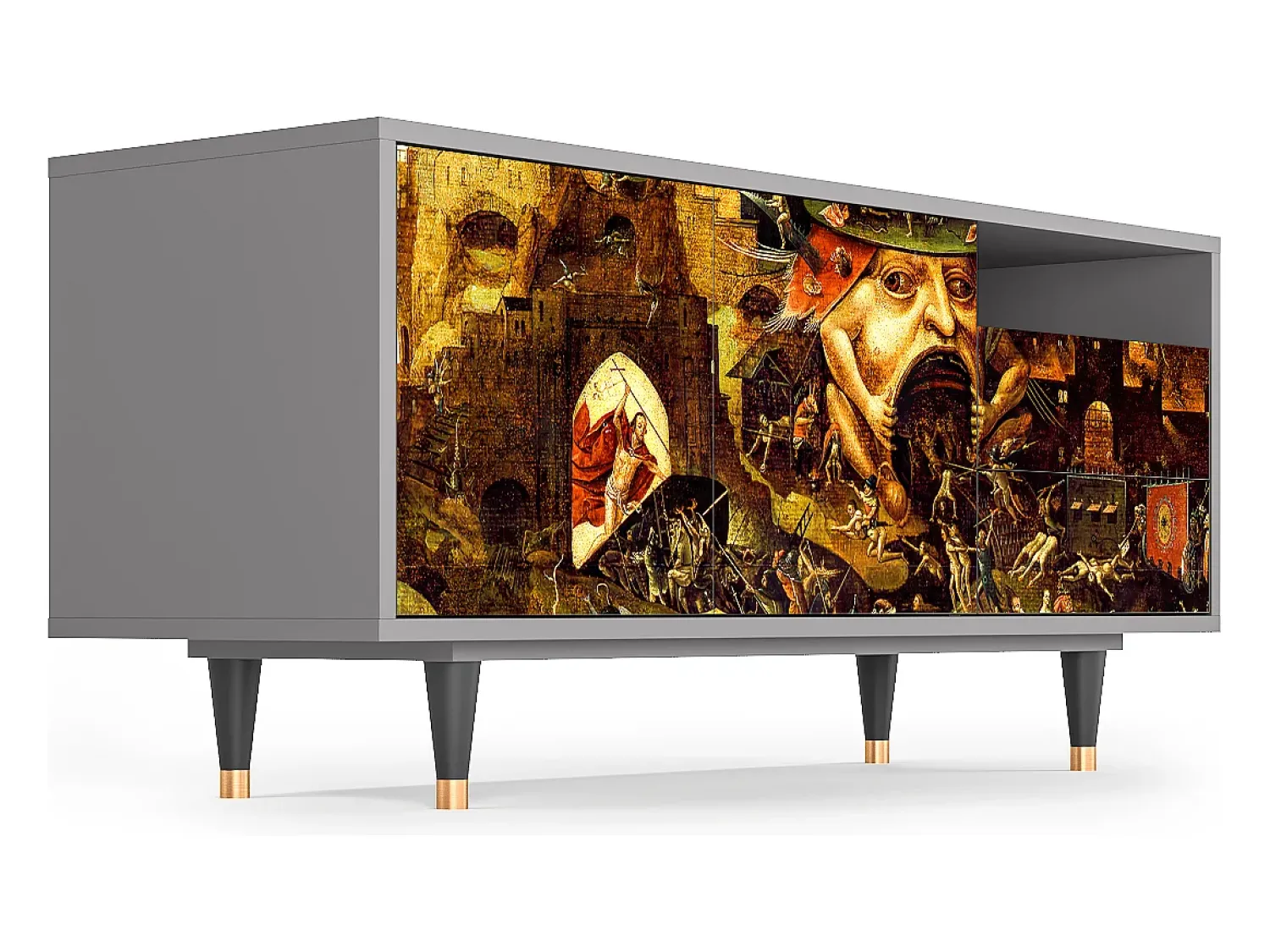 Móvel De Tv| Mueble de TV - 125х56х41 cm - T7 - Christ in Limbo, Cinza Cinzento