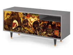 Móvel De Tv| Mueble de TV - 125х56х41 cm - T7 - Christ in Limbo, Cinza Cinzento