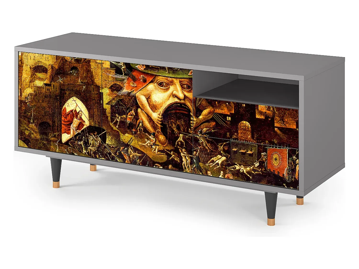 Móvel De Tv| Mueble de TV - 125х56х41 cm - T7 - Christ in Limbo, Cinza Cinzento