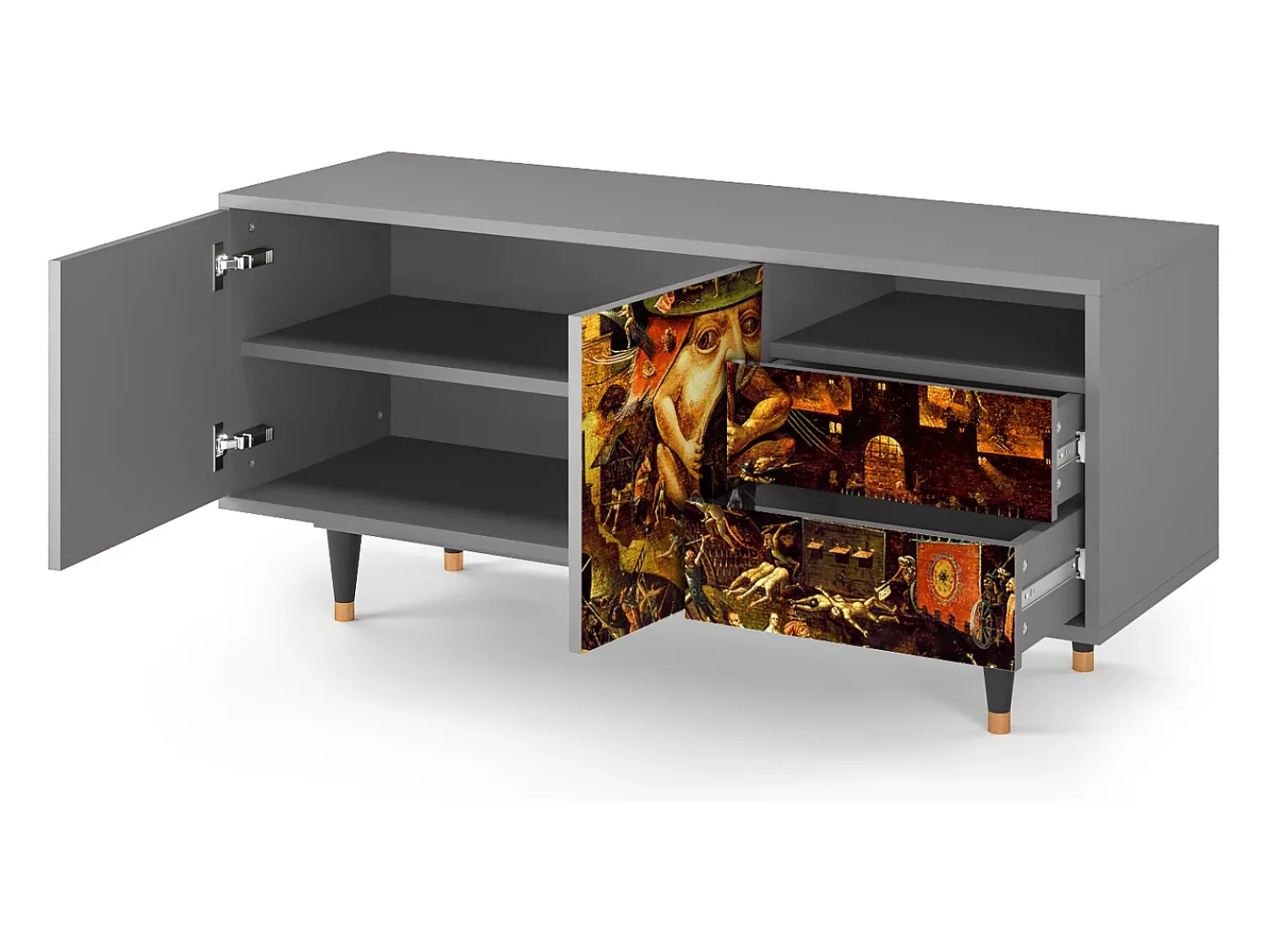 Móvel De Tv| Mueble de TV - 125х56х41 cm - T7 - Christ in Limbo, Cinza Cinzento