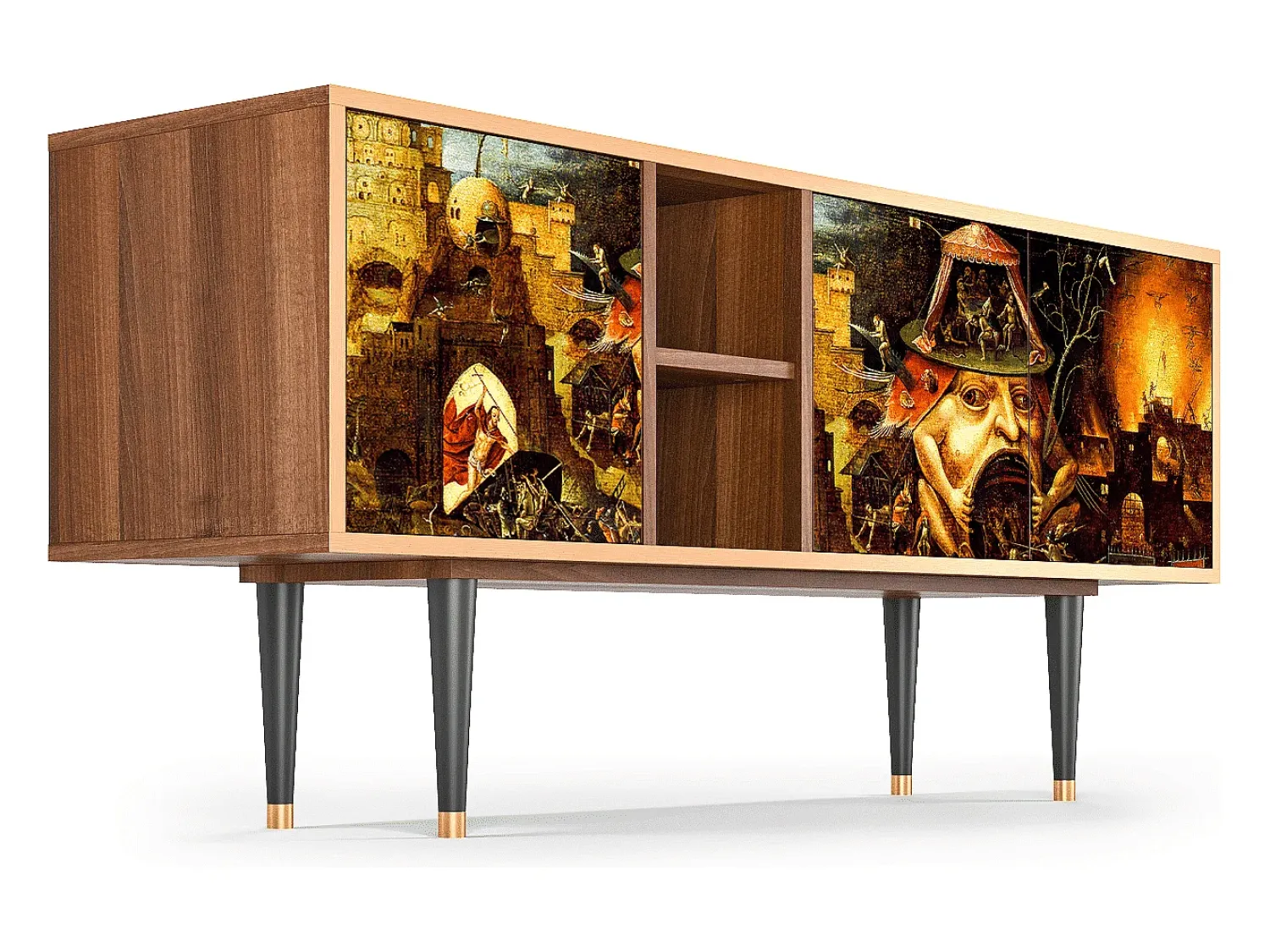 Móvel De Tv| Mueble de TV - 150х69х41 cm - T5 - Christ in Limbo, Nogueira Castanho