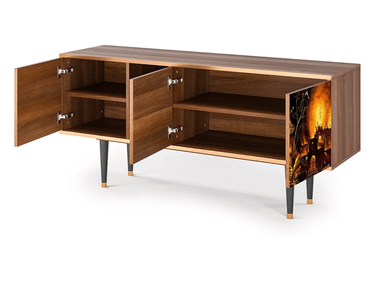 Móvel De Tv| Mueble de TV - 150х69х41 cm - T5 - Christ in Limbo, Nogueira Castanho