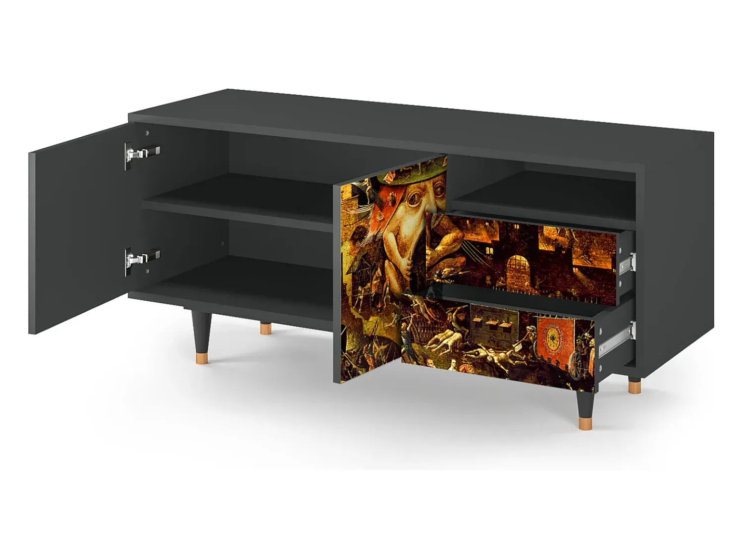 Móvel De Tv* Mueble de TV - 125х56х41 cm - T7 - Christ in Limbo, Antracite Cinza antracite