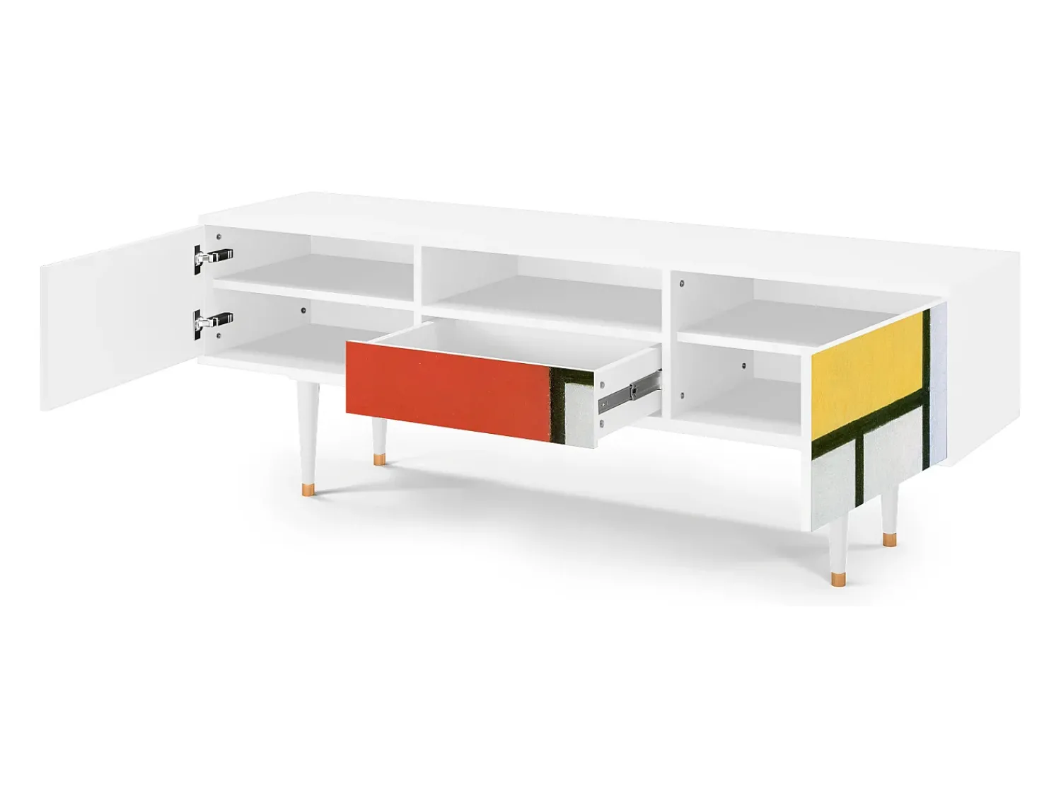 Móvel De Tv* Mueble de TV - 170х59х41 cm - T6 - Composition, Branco Bege