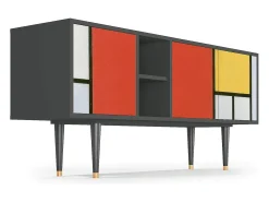 Móvel De Tv* Mueble de TV - 150х69х41 cm - T5 - Composition, Antracite Cinza antracite