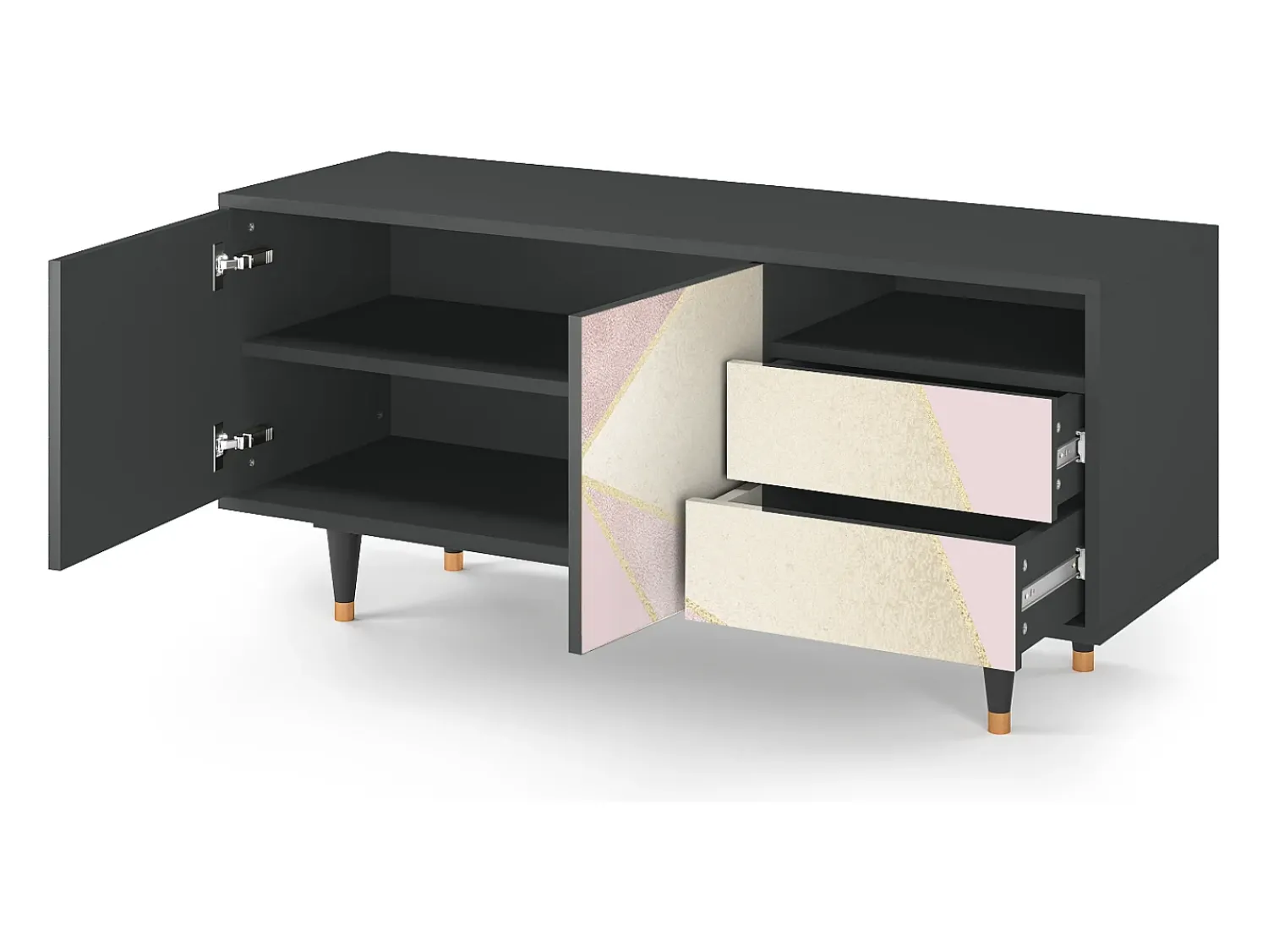 Móvel De Tv| Mueble de TV - 125х56х41 cm - T7 - Cosmopolitan Diva, Antracite Cinza antracite
