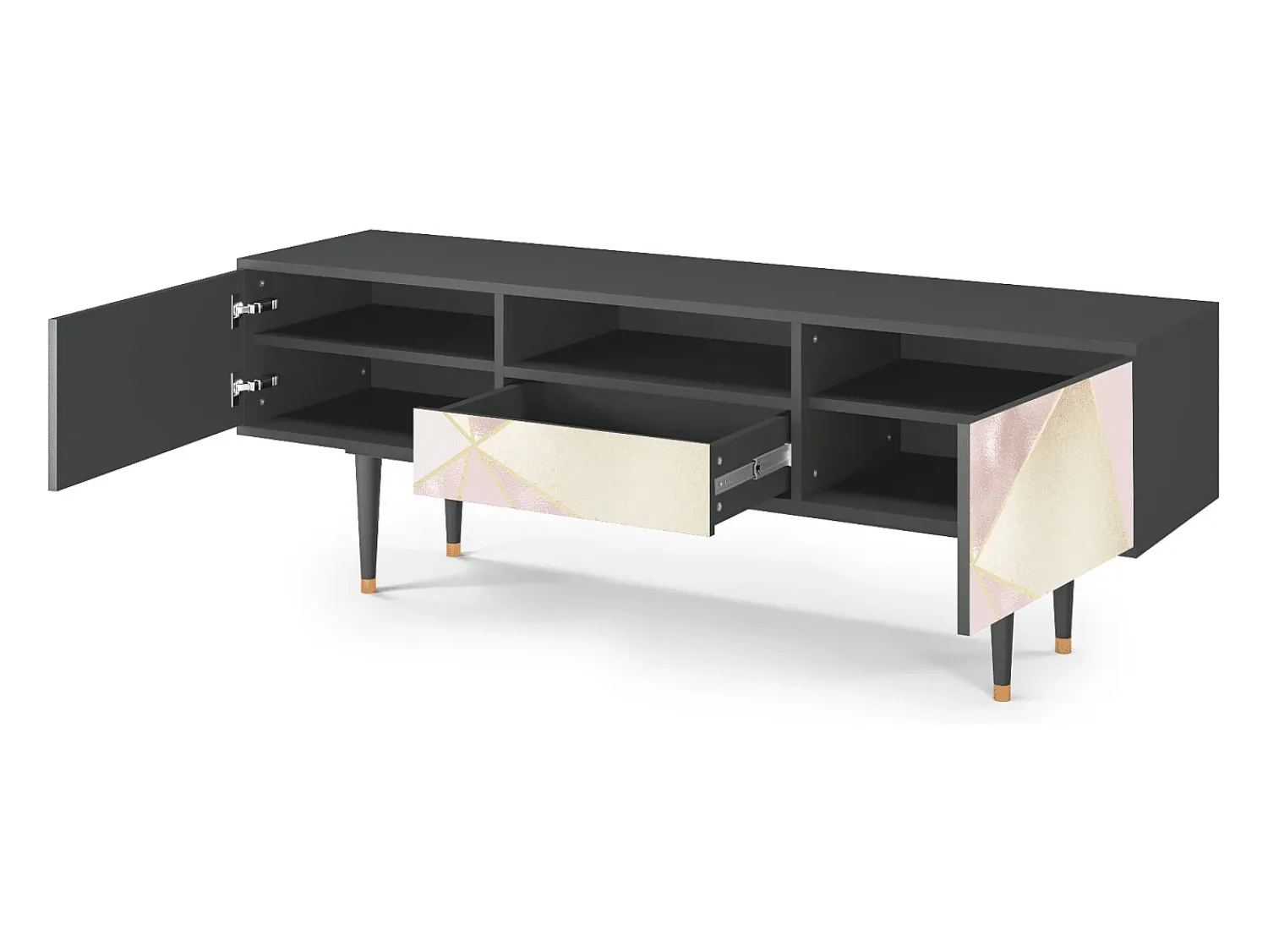 Móvel De Tv* Mueble de TV - 170х59х41 cm - T6 - Cosmopolitan Diva, Antracite Cinza antracite