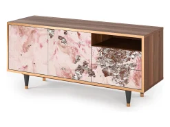 Móvel De Tv| Mueble de TV - 125х56х41 cm - T7 - Cotton Candy, Nogueira Castanho