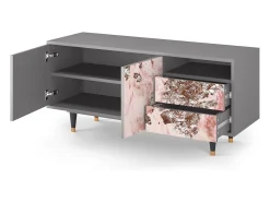 Mueble de TV - 125х56х41 cm - T7 - Cotton Candy, Cinza Cinzento