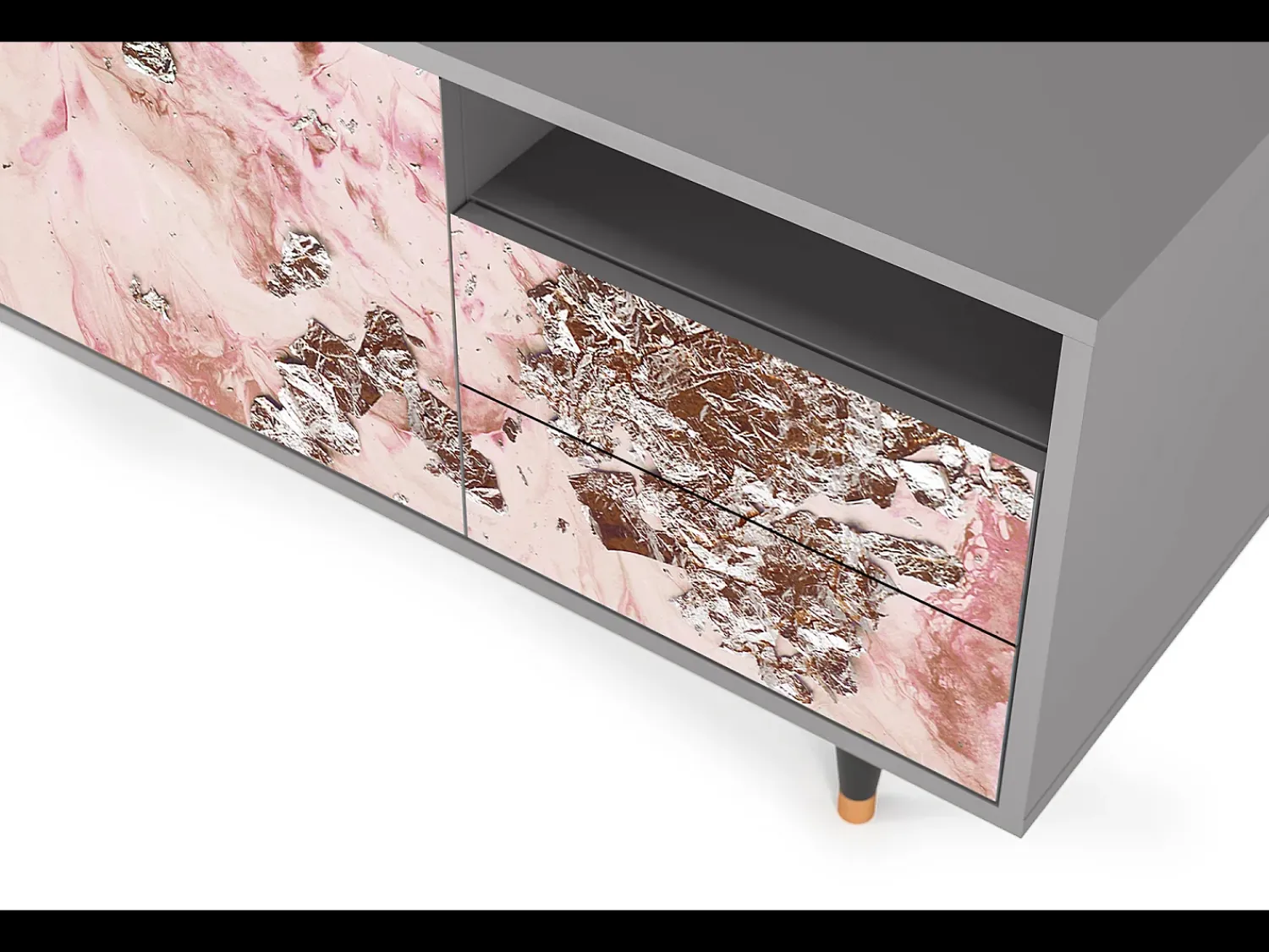 Mueble de TV - 125х56х41 cm - T7 - Cotton Candy, Cinza Cinzento