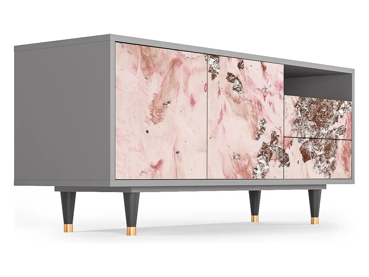 Mueble de TV - 125х56х41 cm - T7 - Cotton Candy, Cinza Cinzento