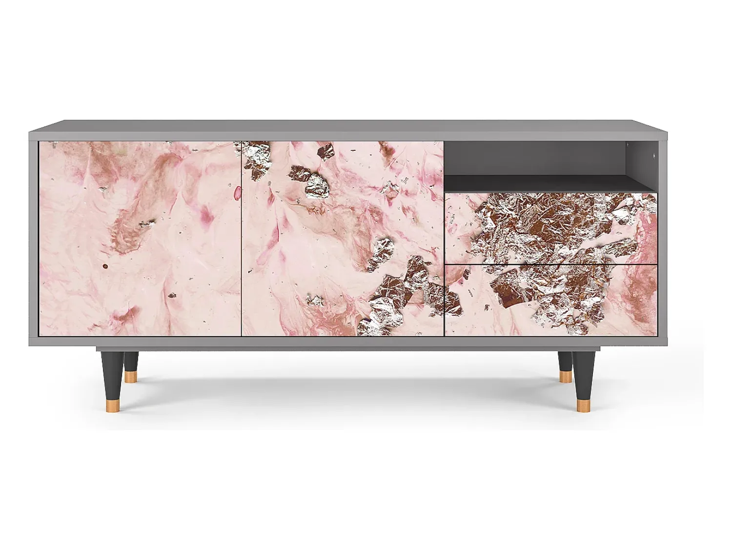 Mueble de TV - 125х56х41 cm - T7 - Cotton Candy, Cinza Cinzento