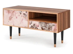 Móvel De Tv| Mueble de TV - 115х59х48 cm - T3 - Cotton Candy, Nogueira Castanho