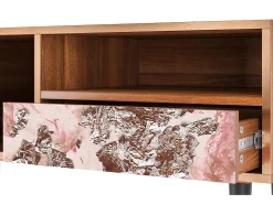Móvel De Tv| Mueble de TV - 115х59х48 cm - T3 - Cotton Candy, Nogueira Castanho