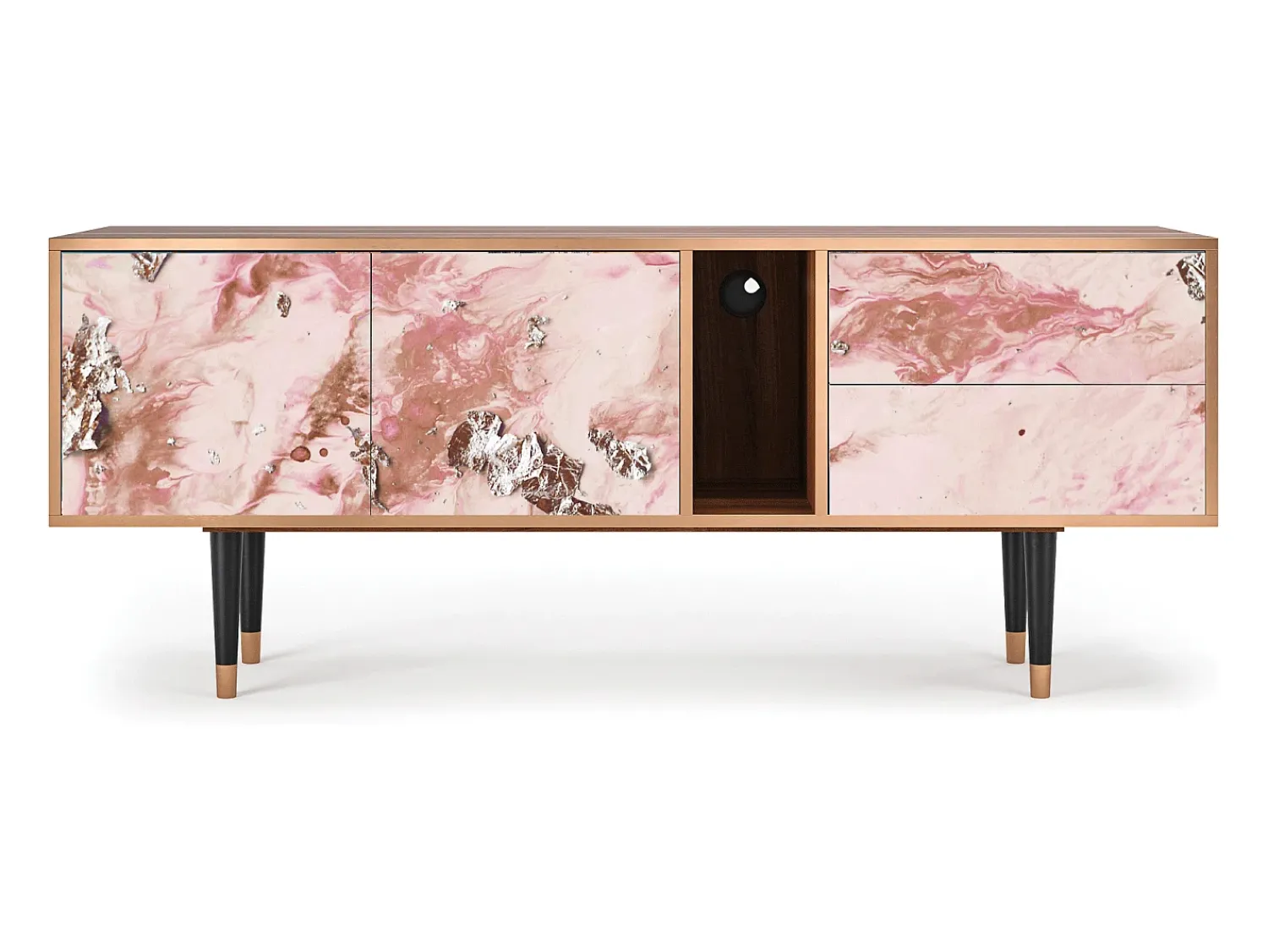 Móvel De Tv| Mueble de TV - 170х69х48 cm - T1 - Cotton Candy, Nogueira Castanho