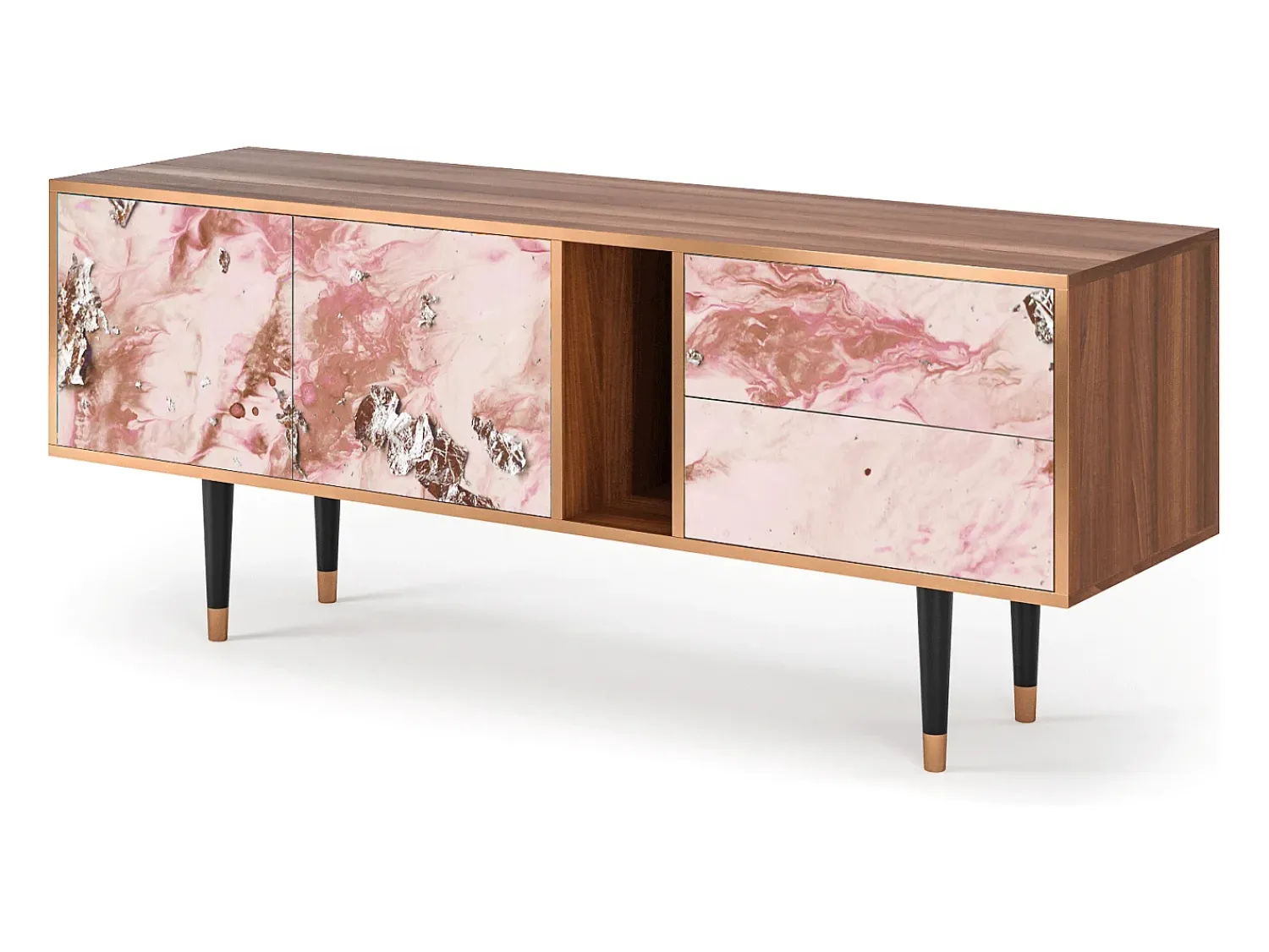 Móvel De Tv| Mueble de TV - 170х69х48 cm - T1 - Cotton Candy, Nogueira Castanho