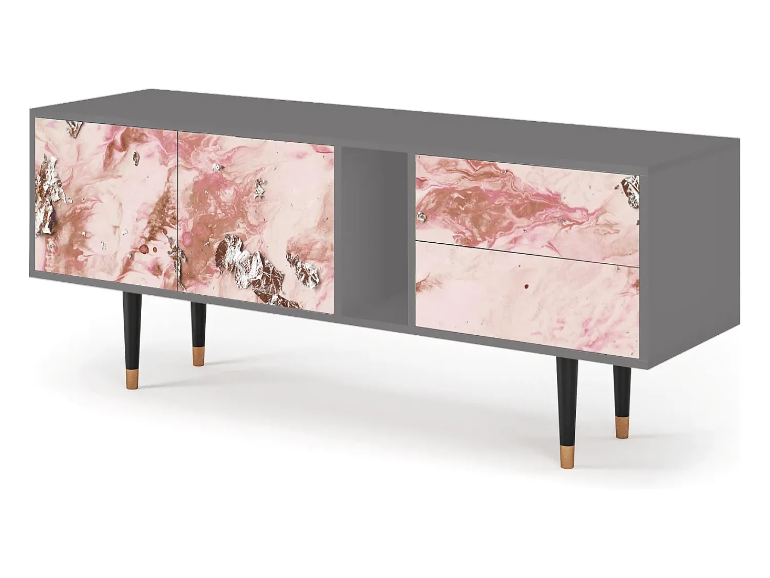 Móvel De Tv* Mueble de TV - 170х69х48 cm - T1 - Cotton Candy, Cinza Cinzento