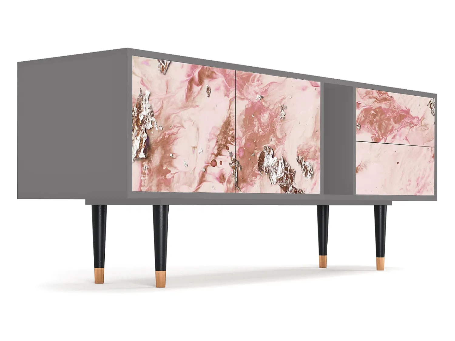 Móvel De Tv* Mueble de TV - 170х69х48 cm - T1 - Cotton Candy, Cinza Cinzento