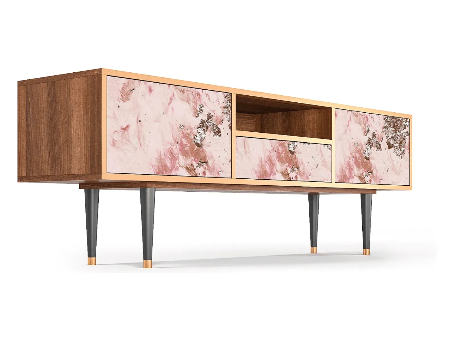 Móvel De Tv| Mueble de TV - 170х59х41 cm - T6 - Cotton Candy, Nogueira Castanho