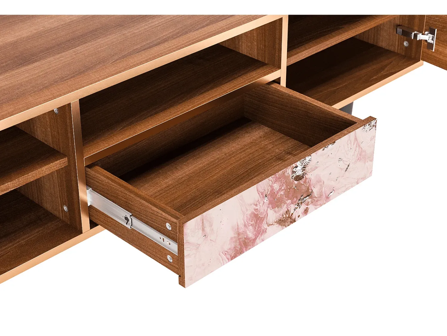 Móvel De Tv| Mueble de TV - 170х59х41 cm - T6 - Cotton Candy, Nogueira Castanho