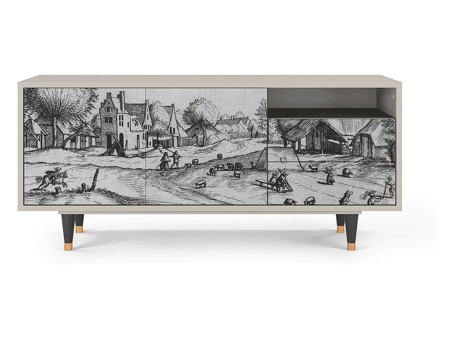 Móvel De Tv| Mueble de TV - 125х56х41 cm - T7 - Country Village, Areia Bege