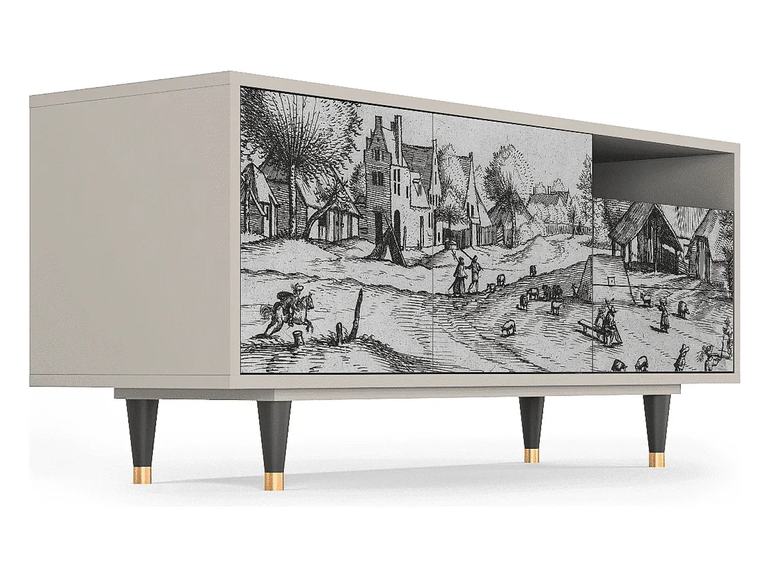 Móvel De Tv| Mueble de TV - 125х56х41 cm - T7 - Country Village, Areia Bege