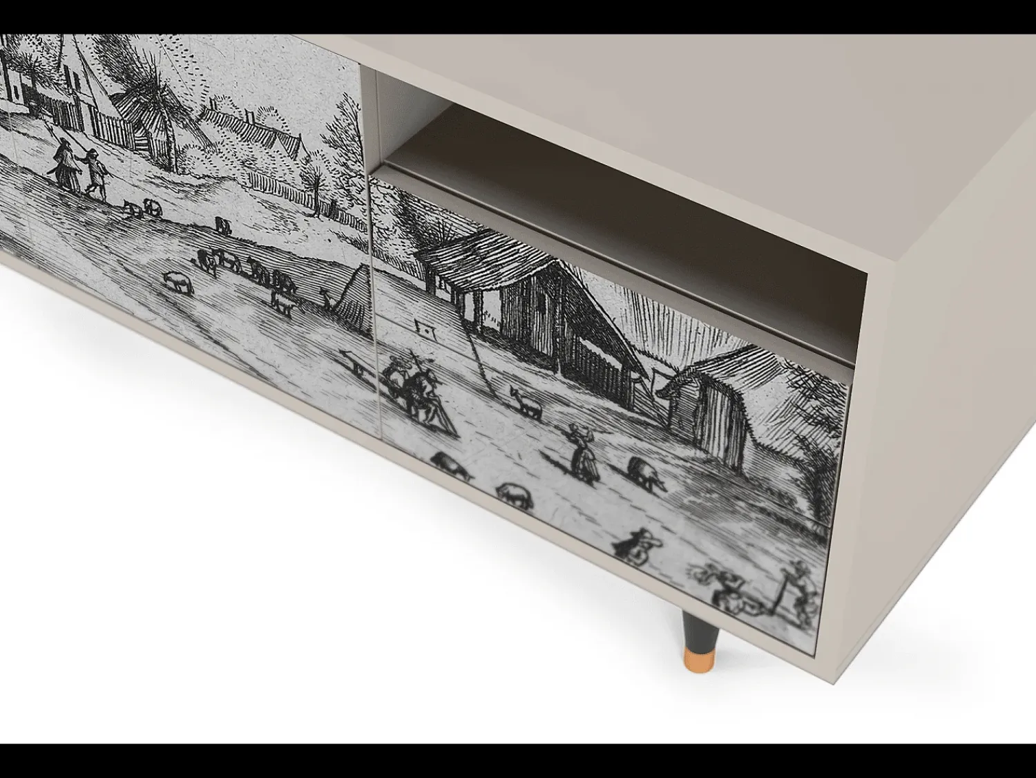 Móvel De Tv| Mueble de TV - 125х56х41 cm - T7 - Country Village, Areia Bege