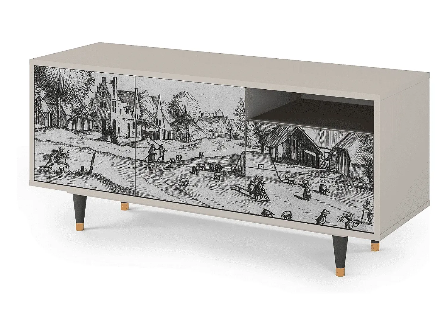 Móvel De Tv| Mueble de TV - 125х56х41 cm - T7 - Country Village, Areia Bege