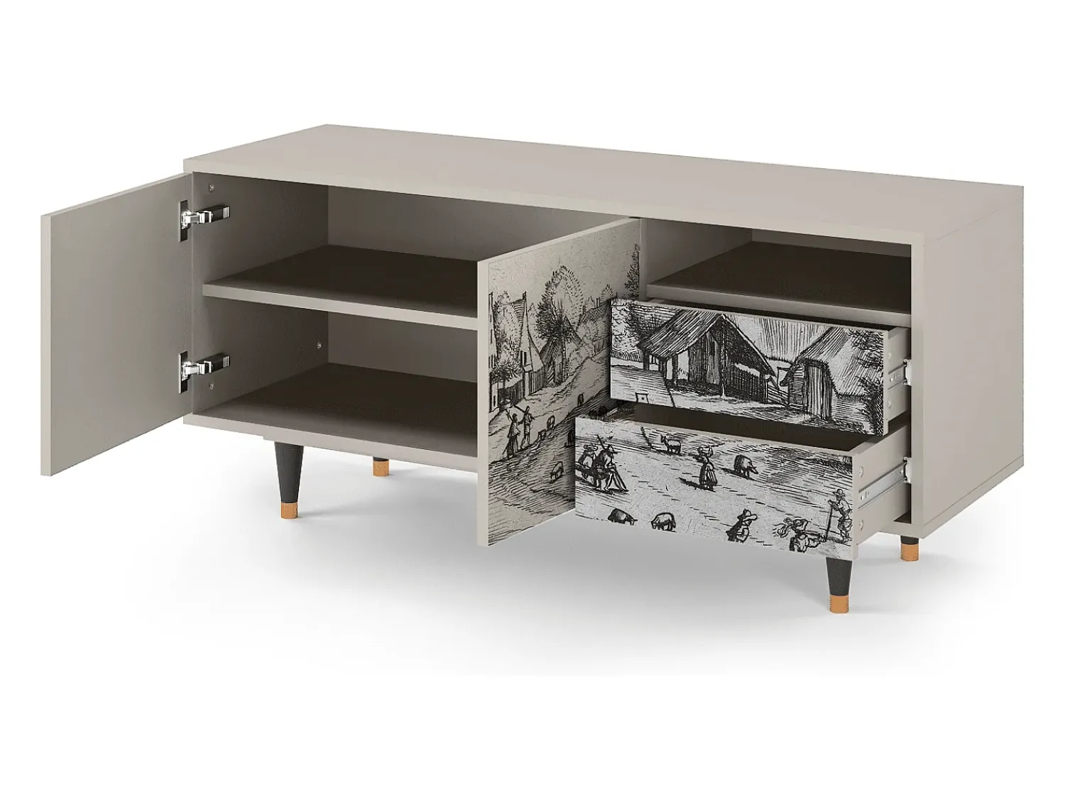 Móvel De Tv| Mueble de TV - 125х56х41 cm - T7 - Country Village, Areia Bege