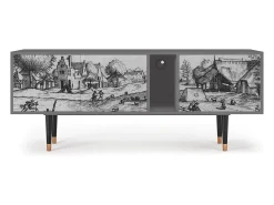 Móvel De Tv* Mueble de TV - 170х69х48 cm - T1 - Country Village, Cinza Cinzento