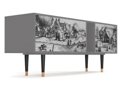 Móvel De Tv* Mueble de TV - 170х69х48 cm - T1 - Country Village, Cinza Cinzento