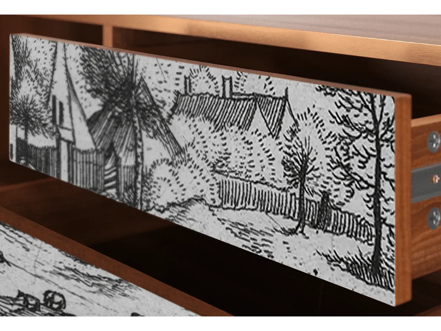 Móvel De Tv* Mueble de TV - 170х59х48 cm - T4 - Country Village, Nogueira Castanho