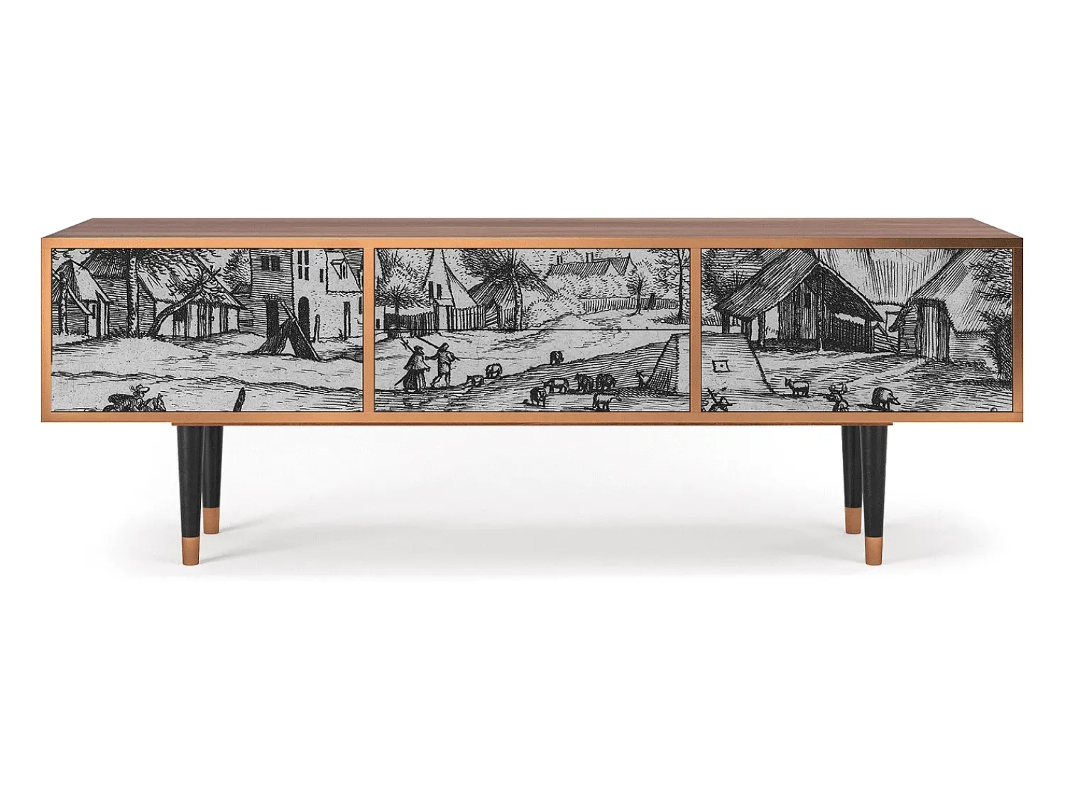 Móvel De Tv* Mueble de TV - 170х59х48 cm - T4 - Country Village, Nogueira Castanho