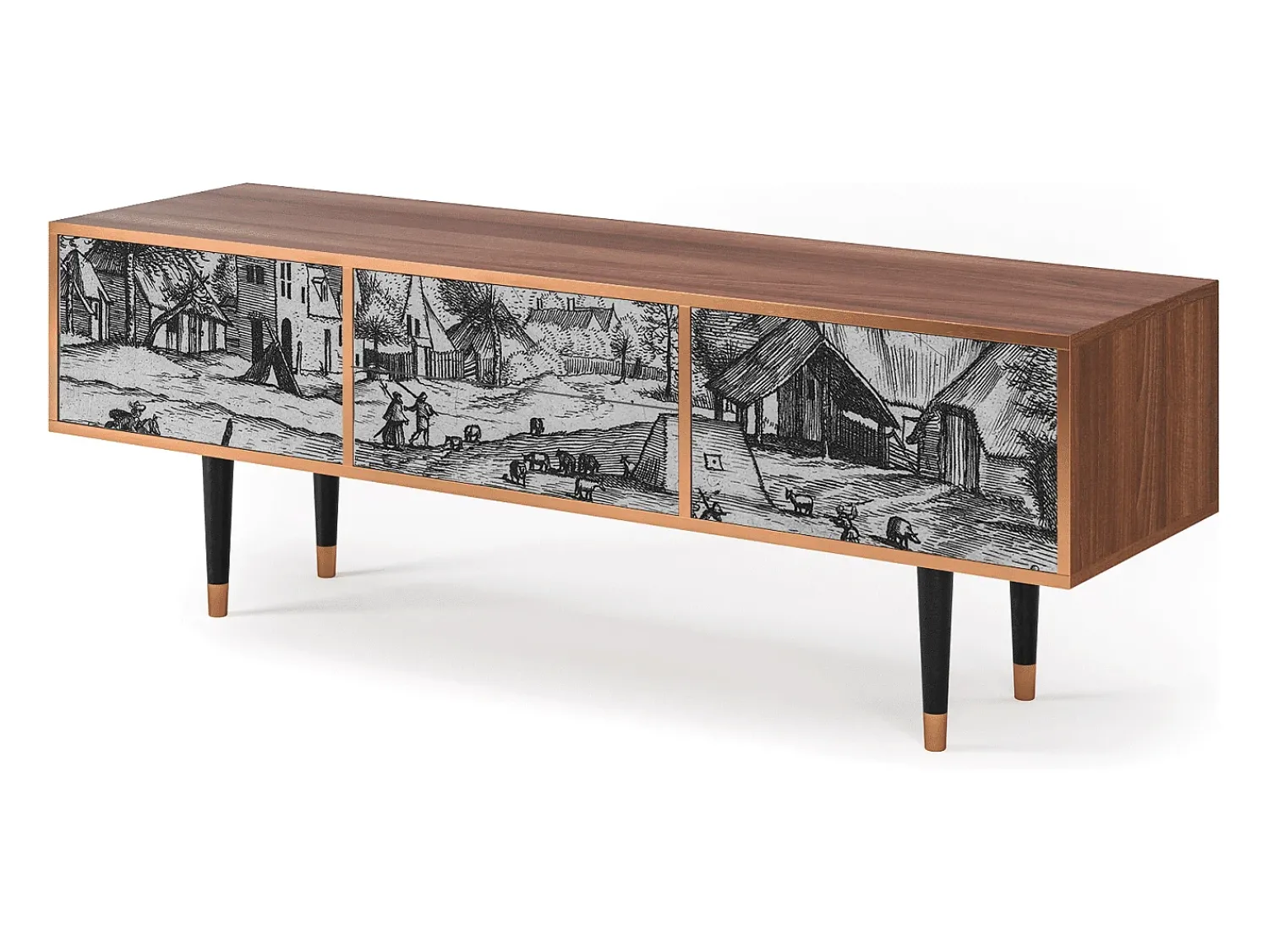 Móvel De Tv* Mueble de TV - 170х59х48 cm - T4 - Country Village, Nogueira Castanho