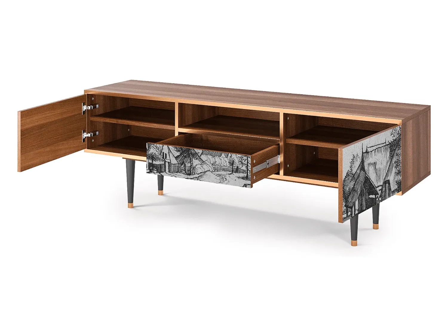 Sale Mueble de TV - 170х59х41 cm - T6 - Country Village, Nogueira Castanho