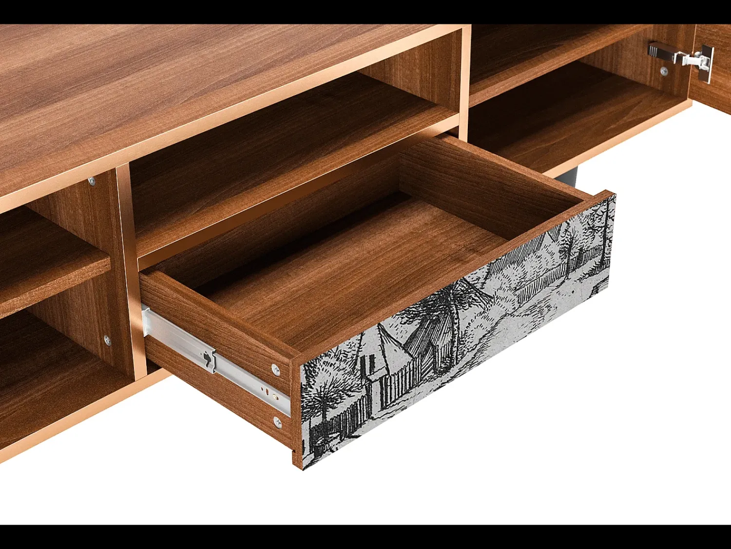 Sale Mueble de TV - 170х59х41 cm - T6 - Country Village, Nogueira Castanho