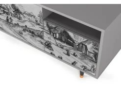 Mueble de TV - 125х56х41 cm - T7 - Country Village, Cinza^ Móvel De Tv