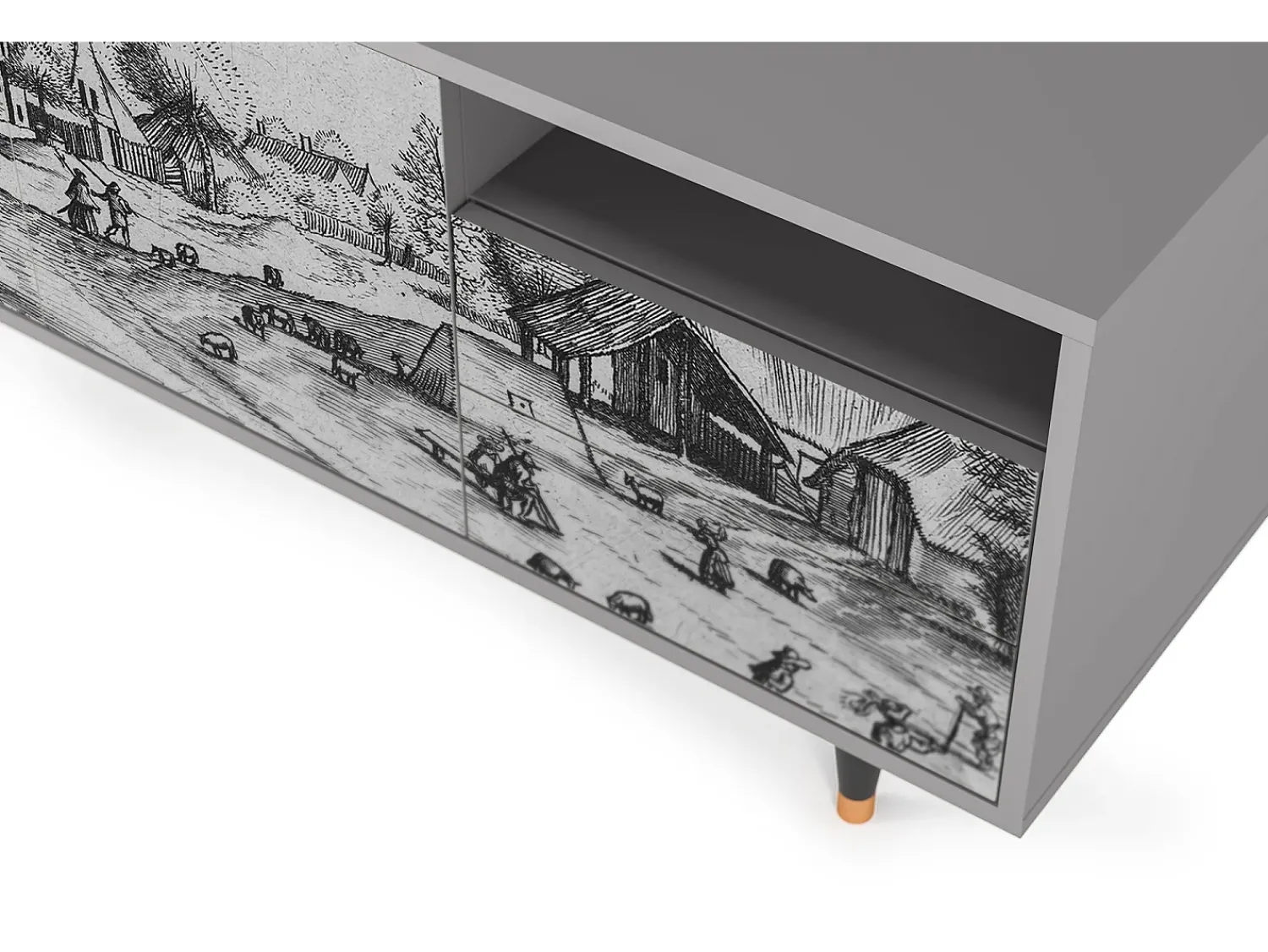 Mueble de TV - 125х56х41 cm - T7 - Country Village, Cinza^ Móvel De Tv