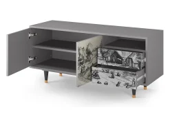 Mueble de TV - 125х56х41 cm - T7 - Country Village, Cinza^ Móvel De Tv